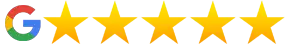 5 stars depicting a five star google rating