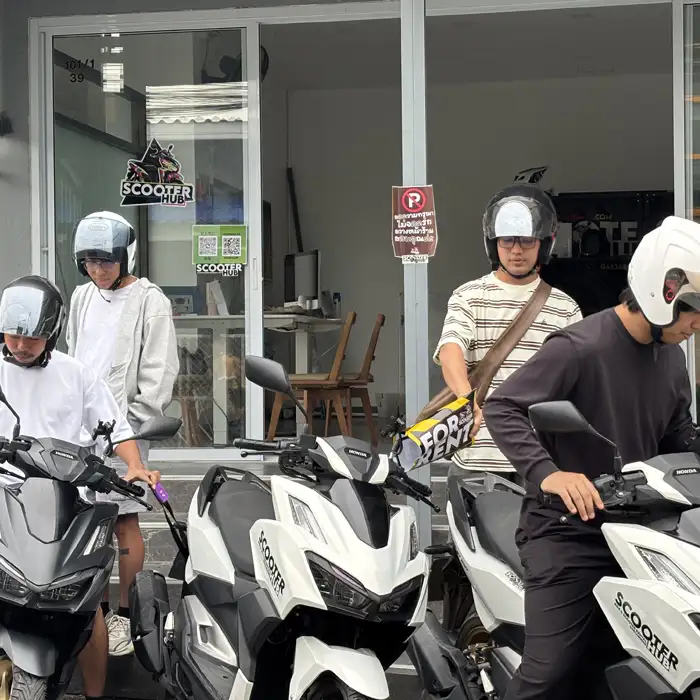 a group renting scooters in chiang mai
