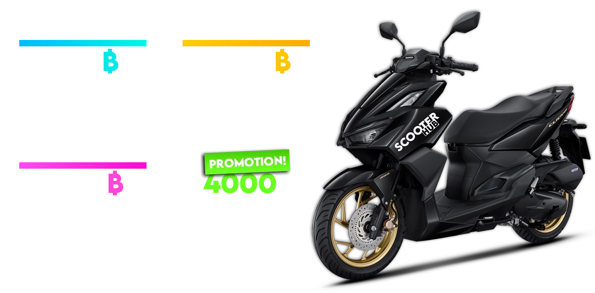 scooter hubs pricing sheet showing prices of 400b per day, 2000b per week, 3600b for 2 weeks and a promotion of 4000b for a month