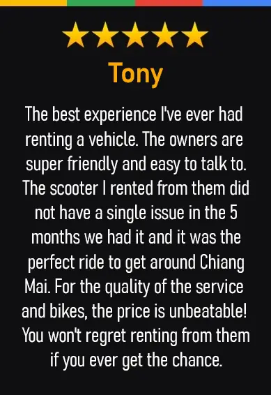 5 star google review from Tony appreciating the great quality bike